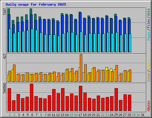 Daily usage for February 2025